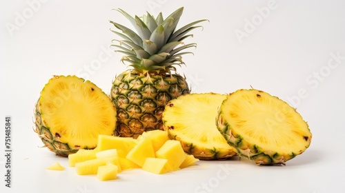 Pineapple juice on white background