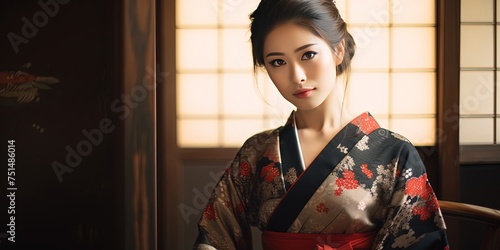 Living in the traditional way. A woman in kimono.