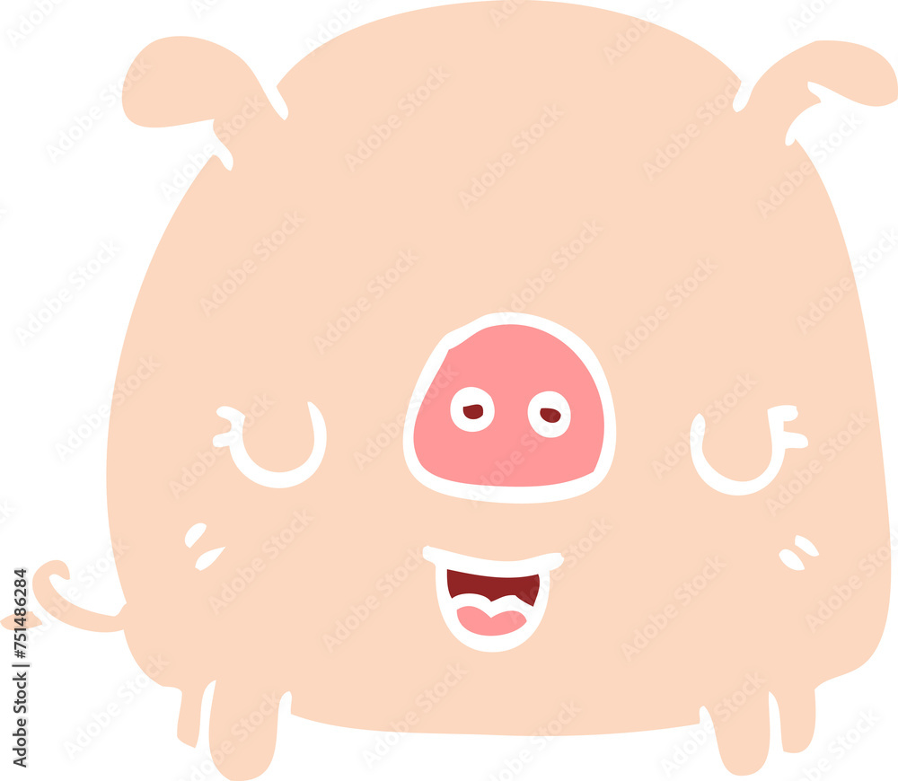 flat color illustration cartoon pig flat color illustration cartoon pig
