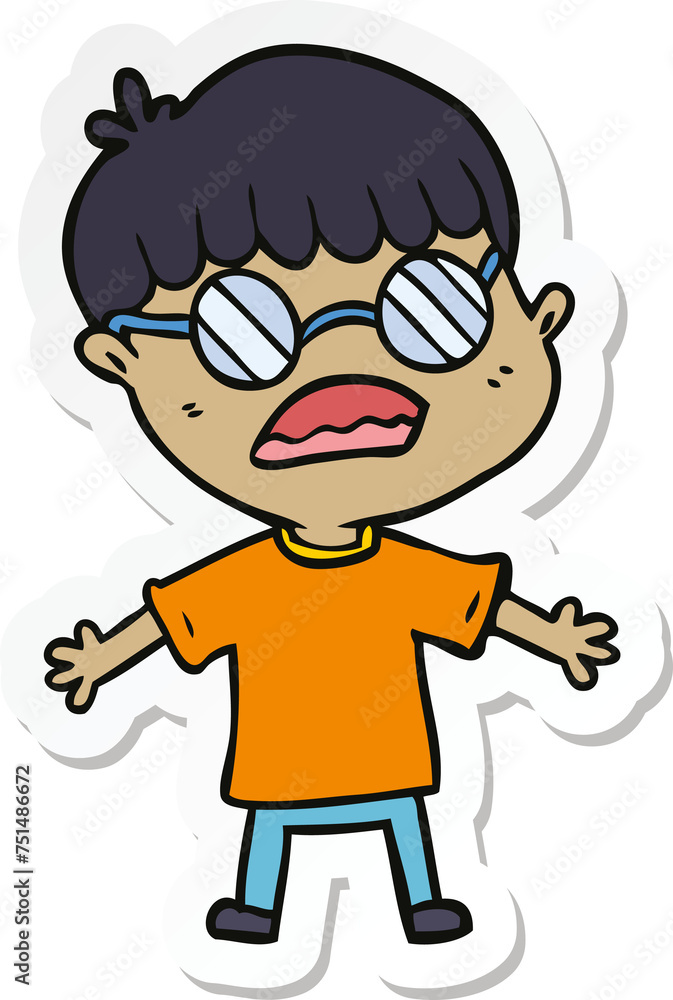 sticker of a cartoon boy wearing spectacles sticker of a cartoon boy wearing spectacles