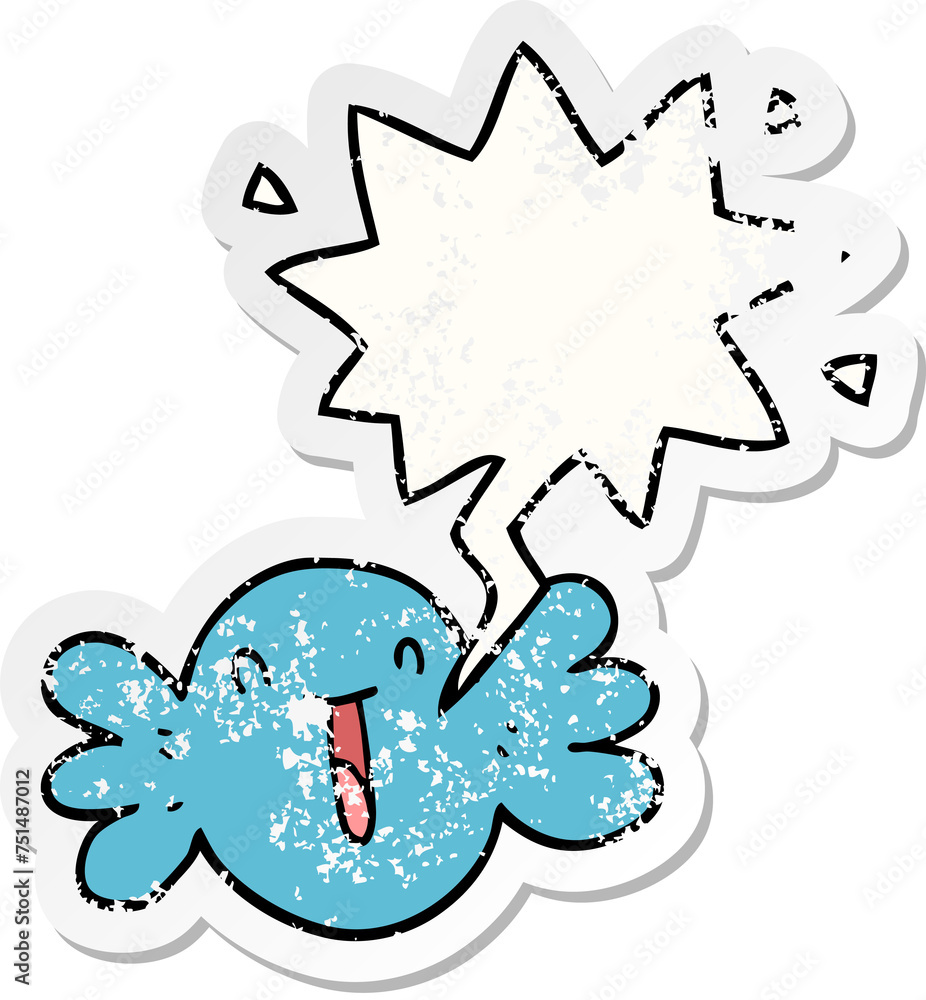 cartoon happy candy and speech bubble distressed sticker cartoon happy candy and speech bubble distressed sticker