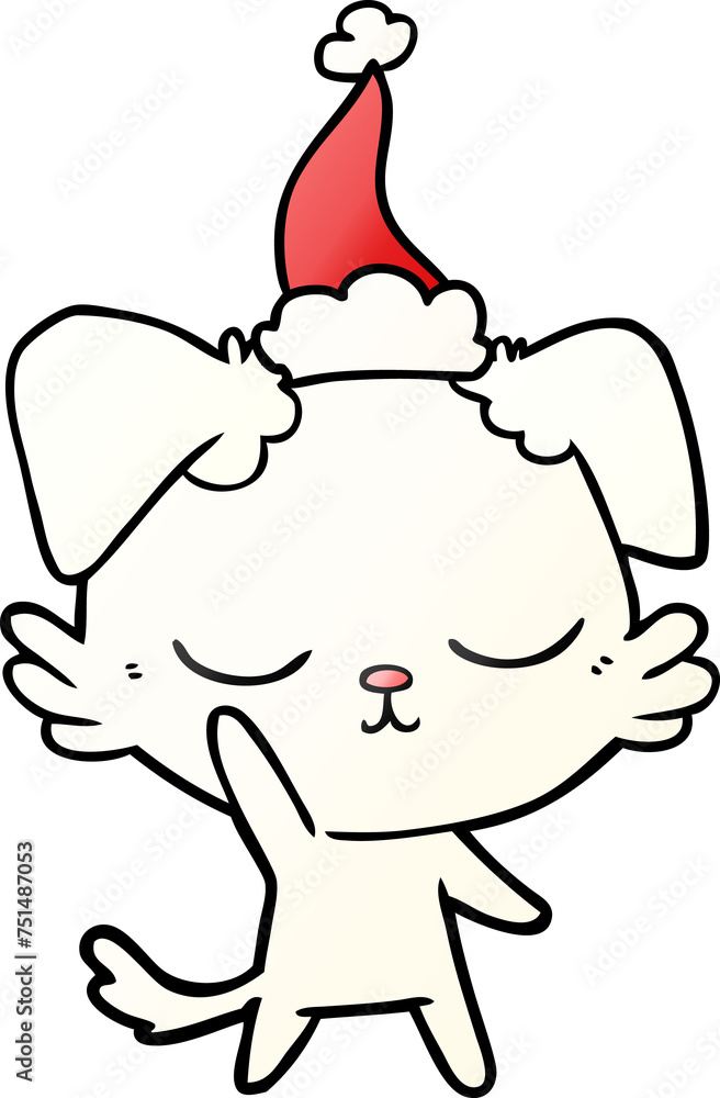 cute gradient cartoon of a dog wearing santa hat cute gradient cartoon of a dog wearing santa hat