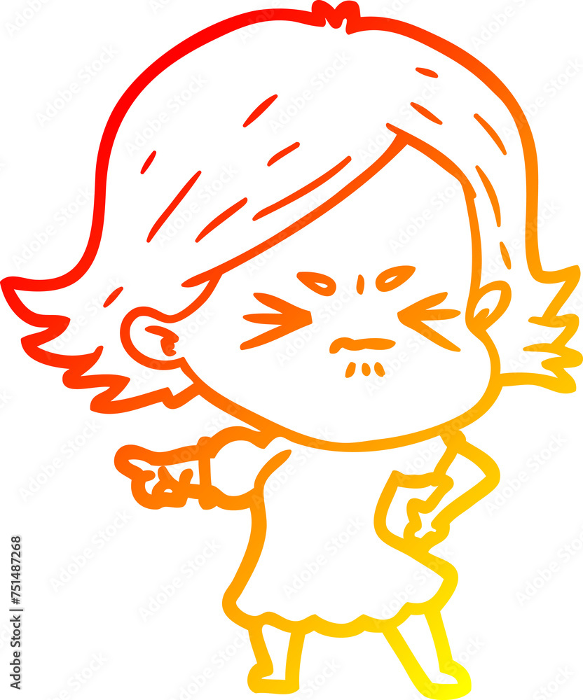 warm gradient line drawing cartoon angry woman warm gradient line drawing cartoon angry woman