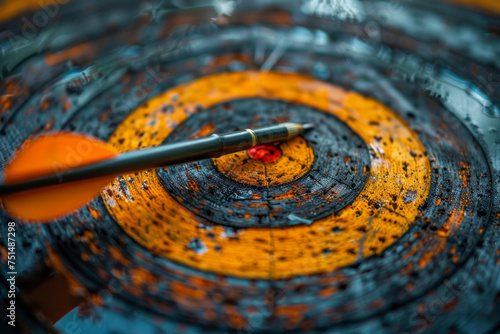 Precision striking bullseye an arrow hitting its target with precision. Generative Ai © Anthony Paz