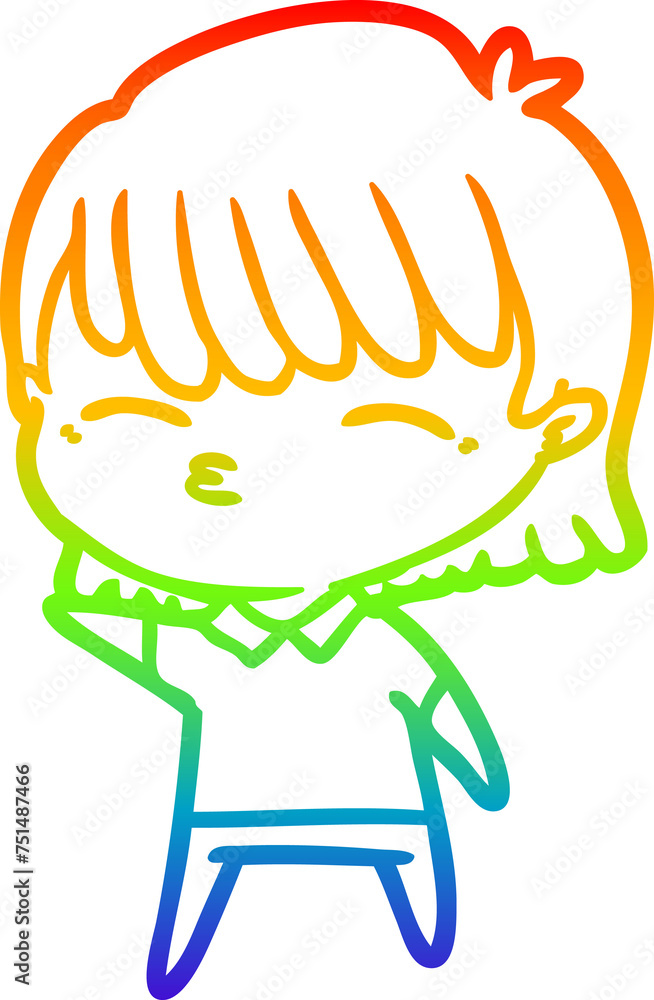 rainbow gradient line drawing cartoon woman rainbow gradient line drawing cartoon woman