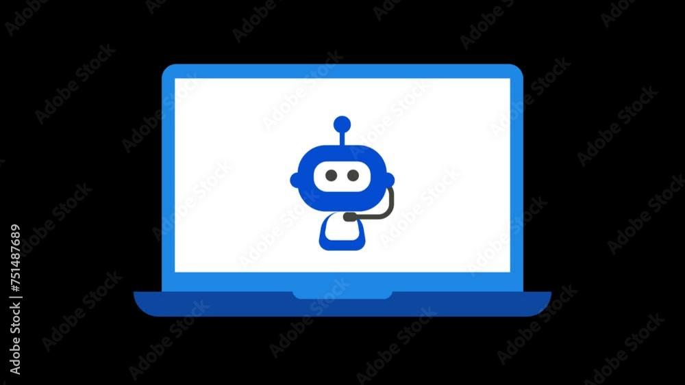 Chatbot in laptop floating Animation with transparent background Chatbot in laptop floating Animation with transparent background