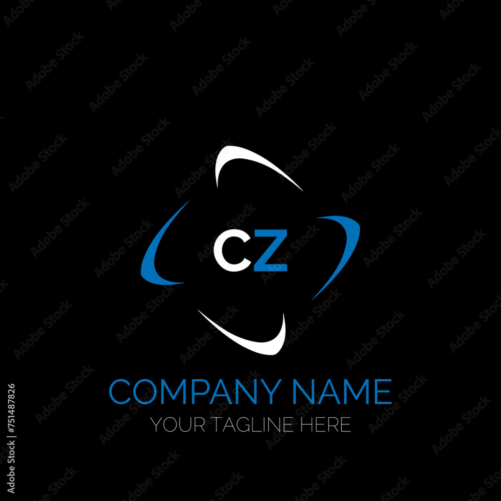 CZ letter logo creative design. CZ unique design. CZ creative initials letter logo concept. CZ letter logo design on black background. - obrazy, fototapety, plakaty 