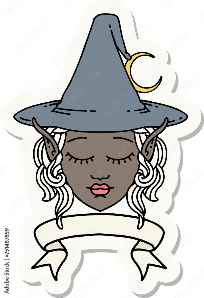 elf mage character face with banner sticker