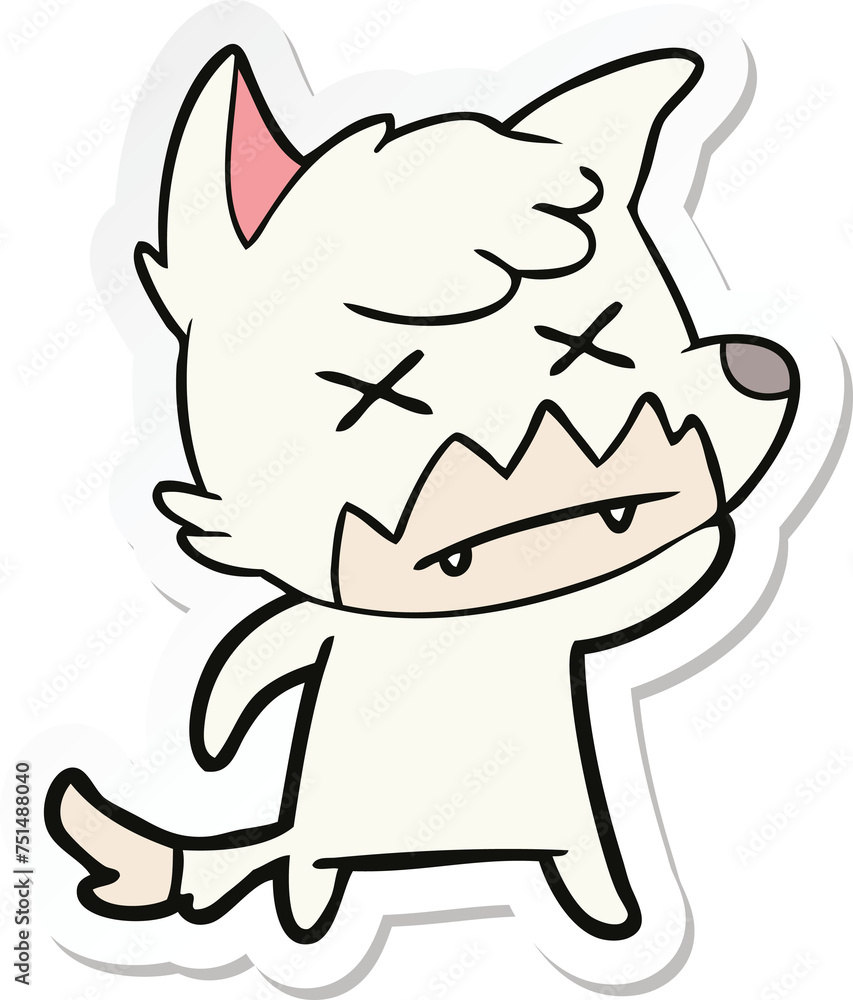 sticker of a cartoon dead fox sticker of a cartoon dead fox