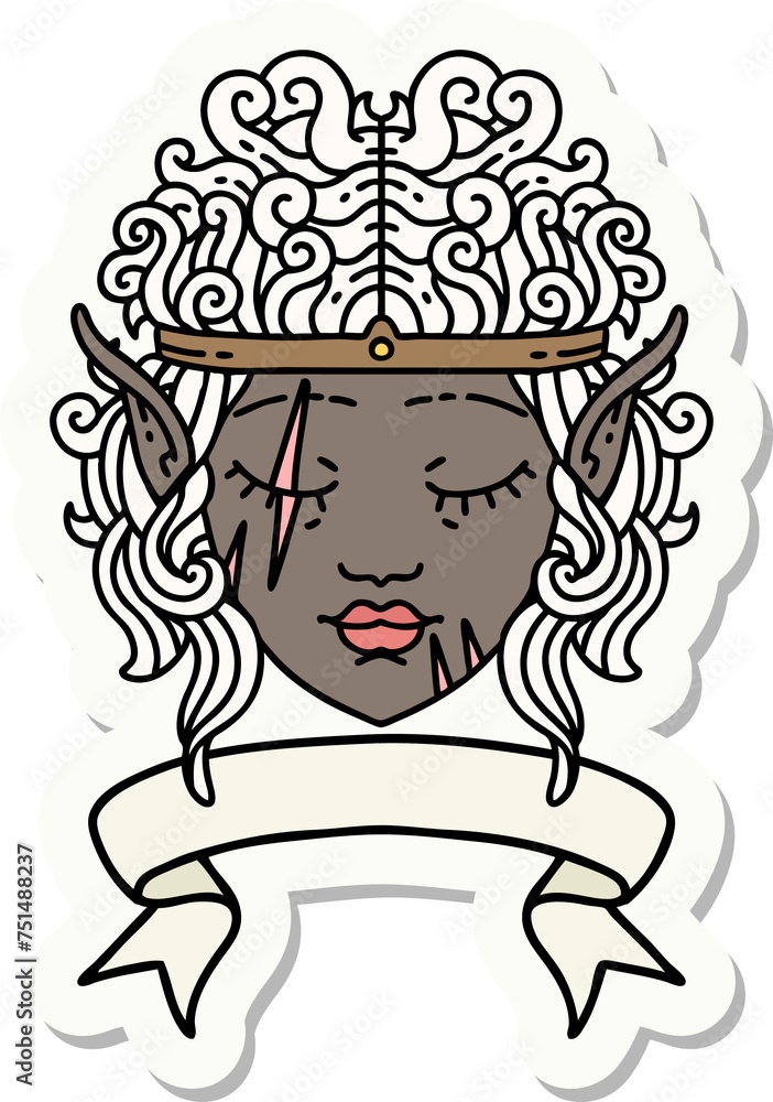 elf barbarian character face with banner sticker elf barbarian character face with banner sticker