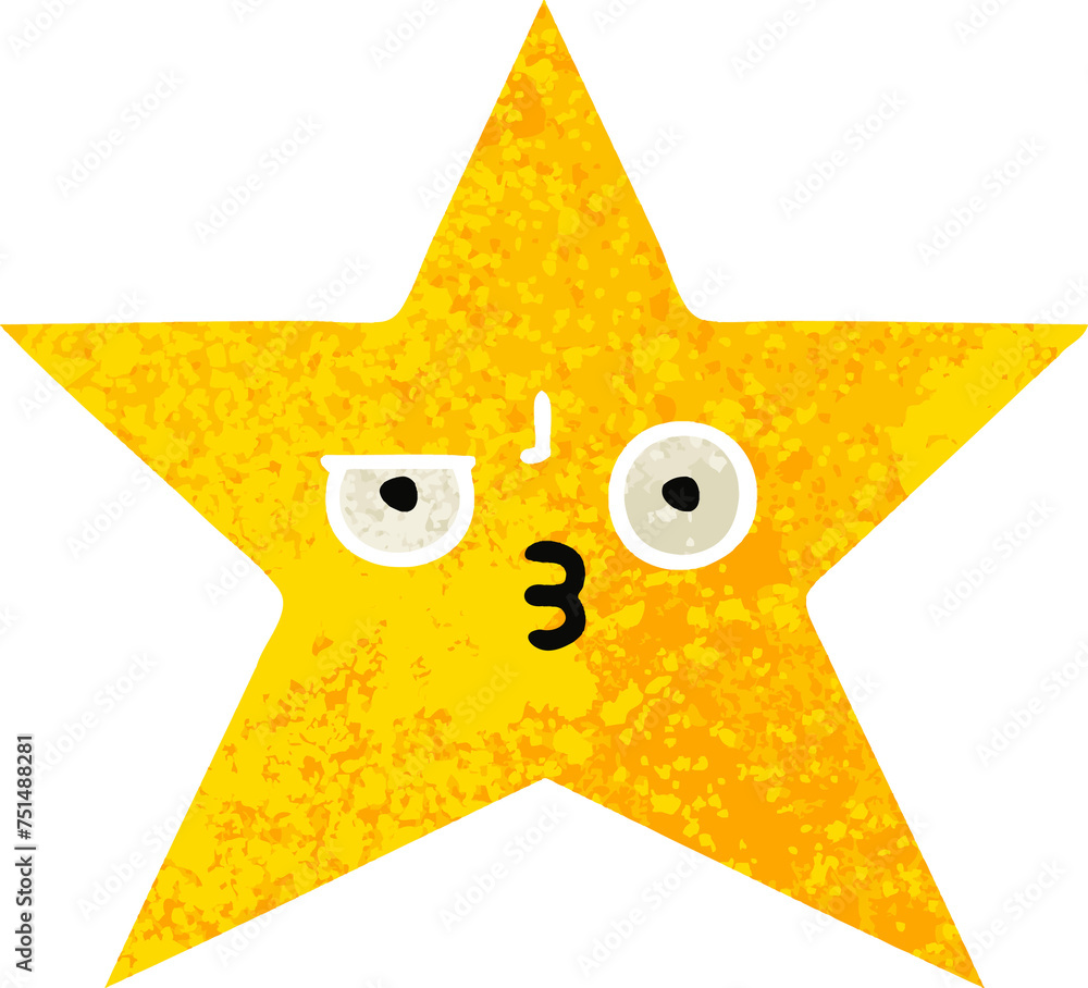 retro illustration style cartoon gold star retro illustration style cartoon gold star