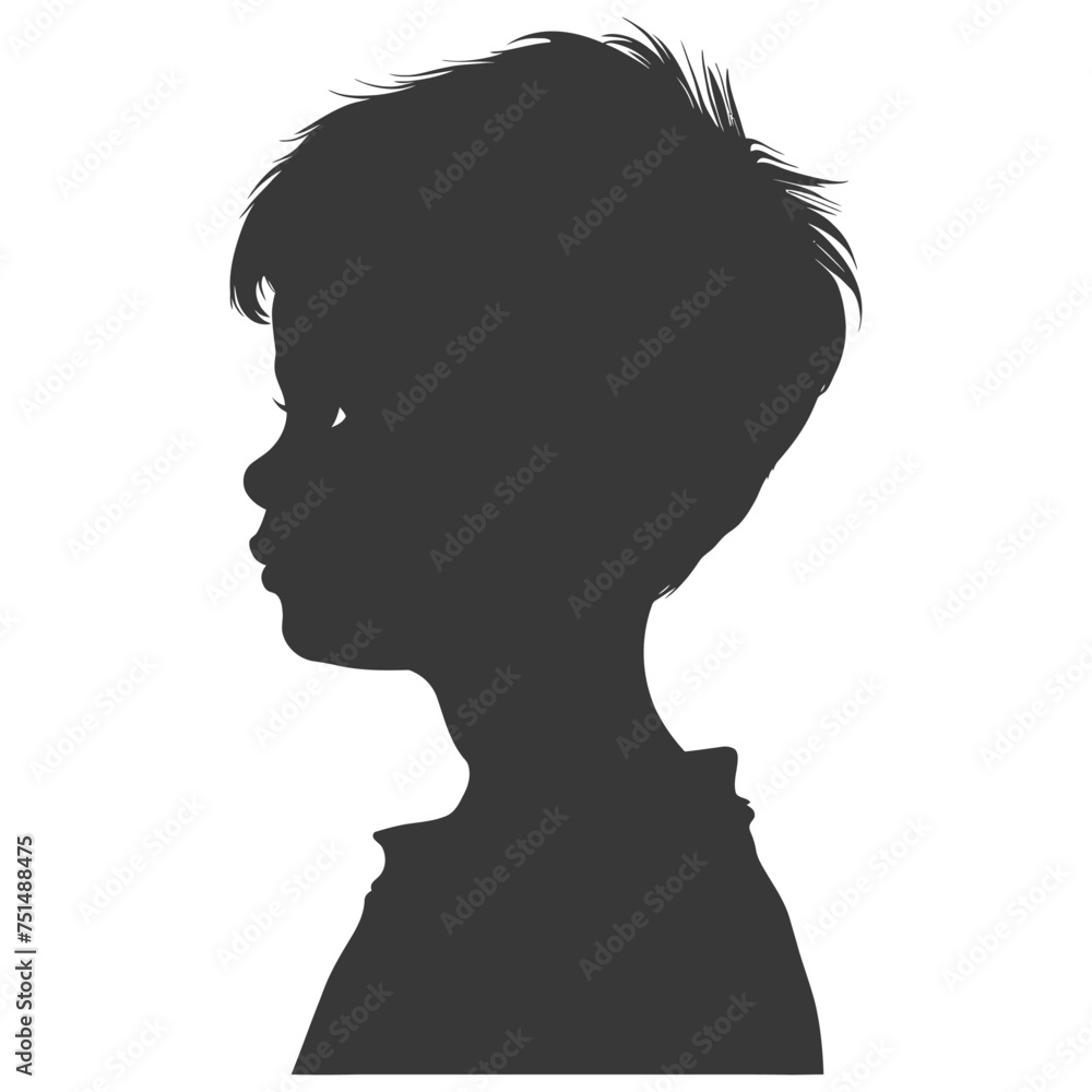 Silhouette caucasian boy black color only