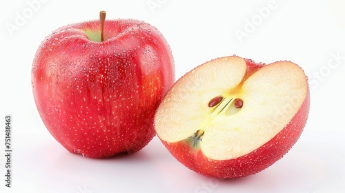 4w A photorealistic picture of a whole apple and a half apple. On isolated white background​