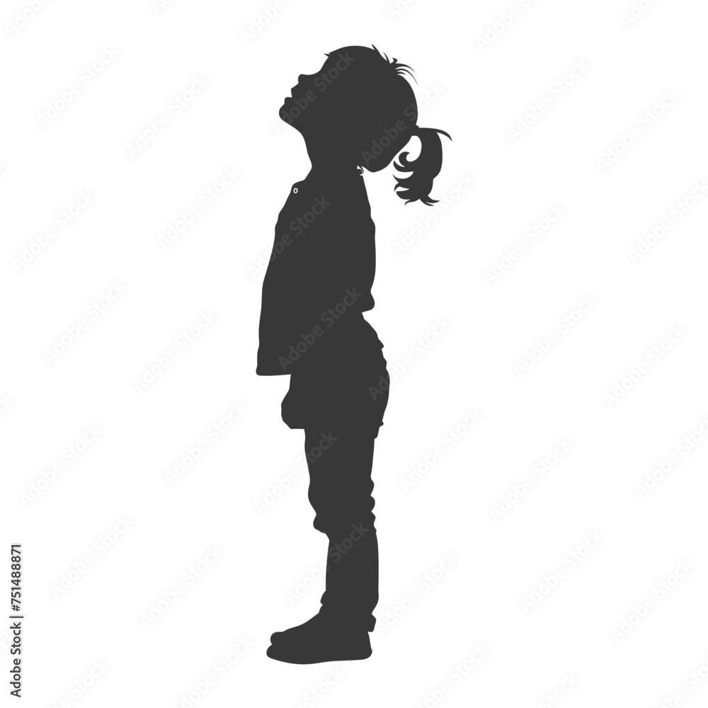 Silhouette caucasian girl alone black color only