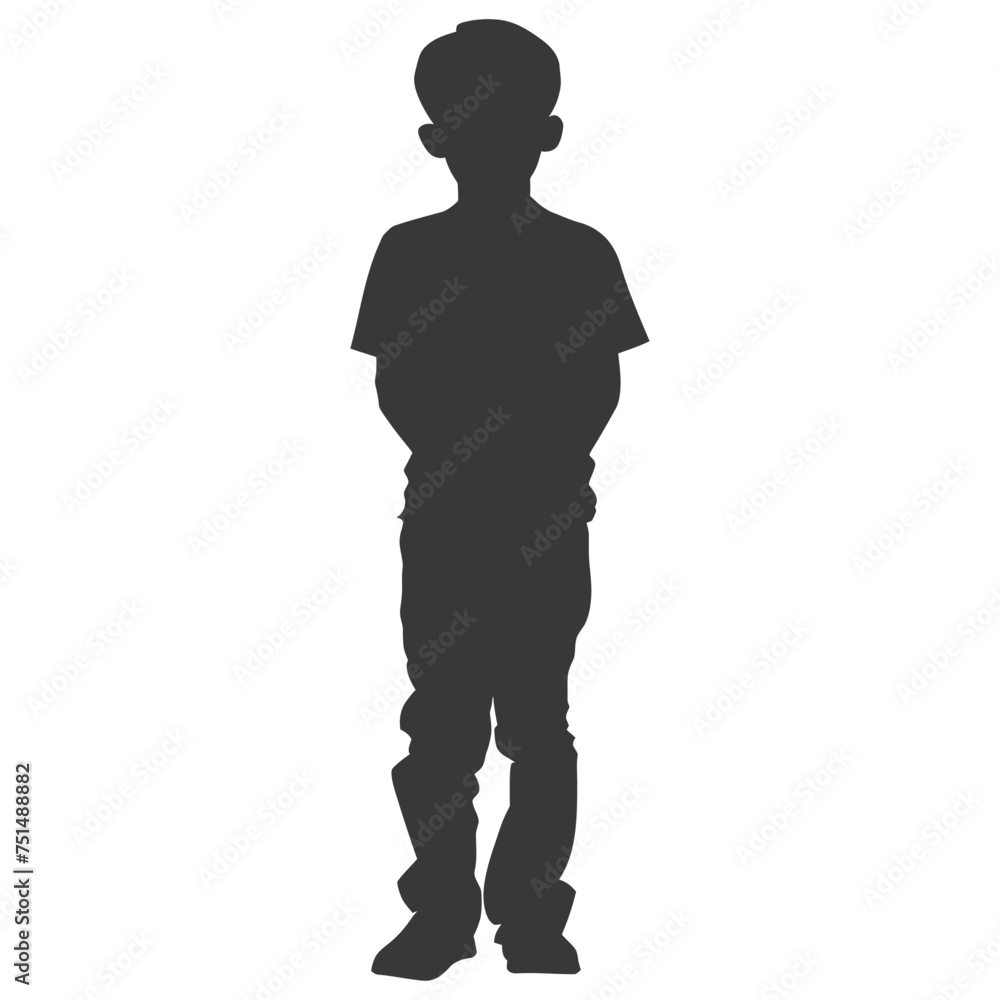 Fototapeta premium Silhouette caucasian boy black color only