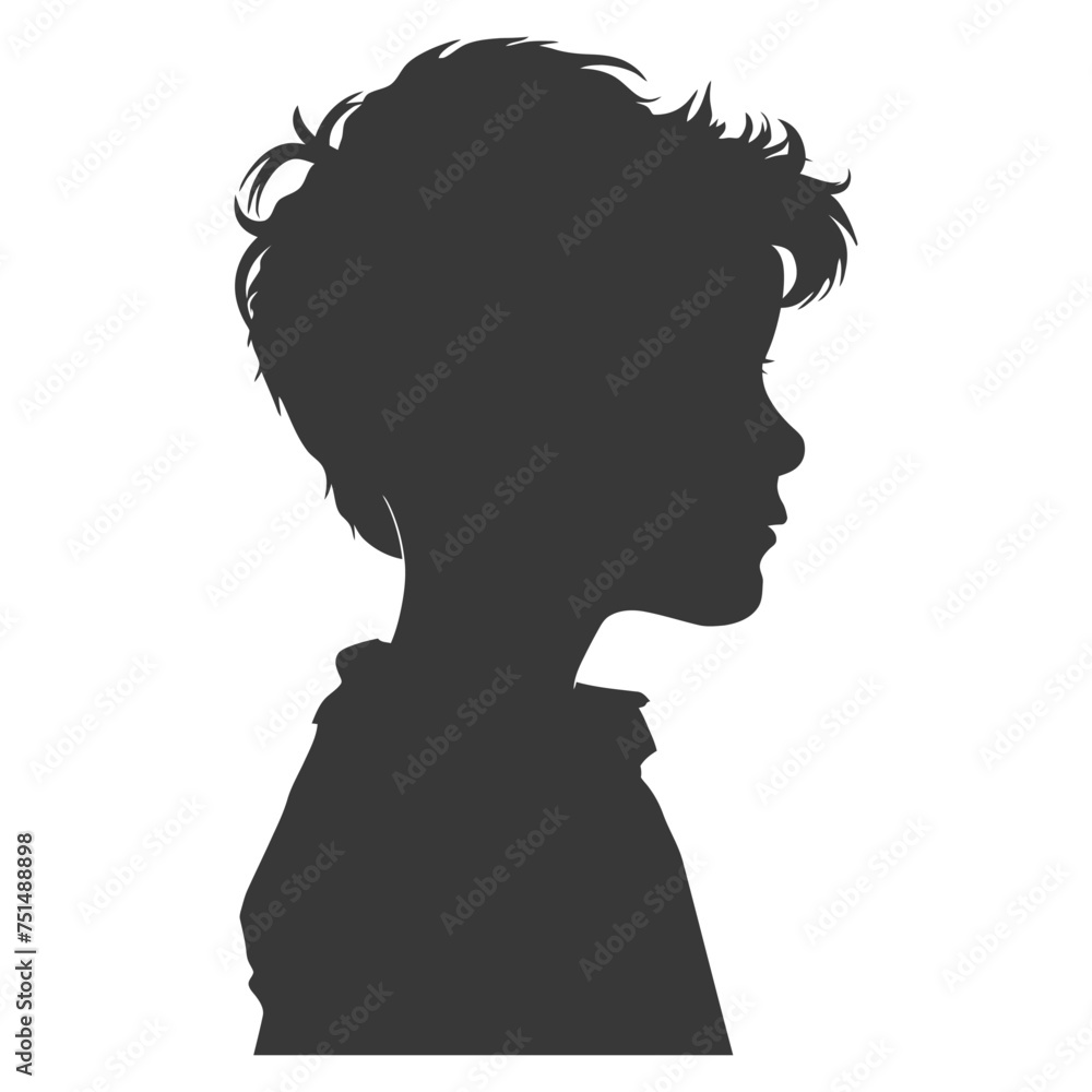 Silhouette caucasian boy black color only