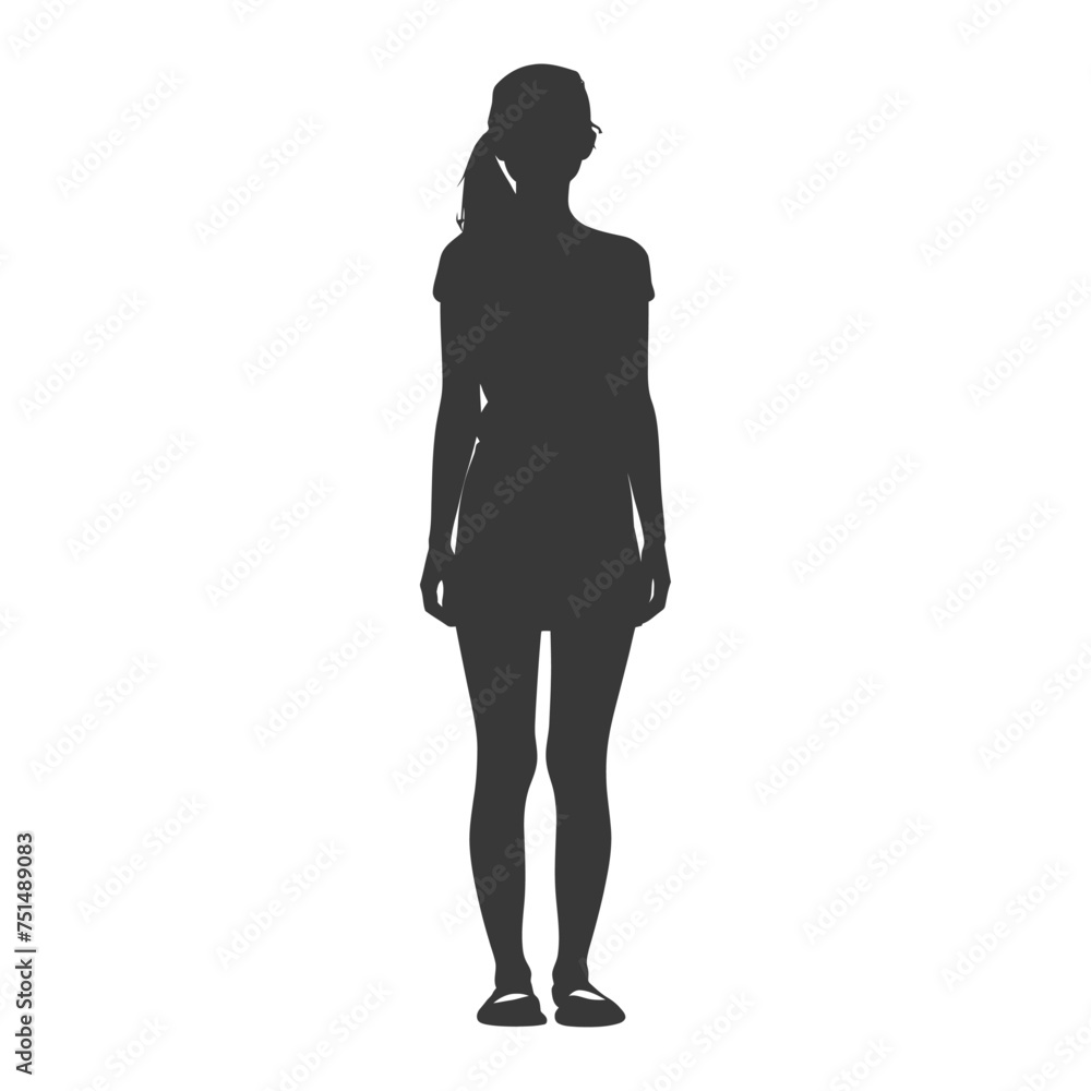 Silhouette caucasian girl alone black color only