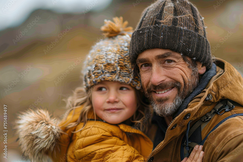 Affectionate family relationship in a field during sunset. Generative Ai