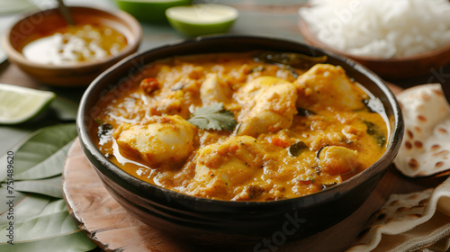 Delicious Nice Pathiri with Chicken Curry for a Flavorful Meal Generative Ai