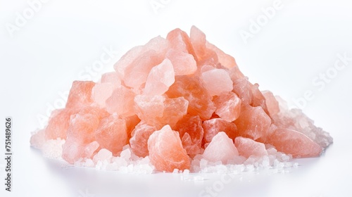 Himalaya pink salt on white background