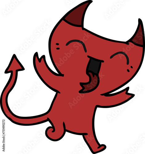 cartoon of cute kawaii red demon