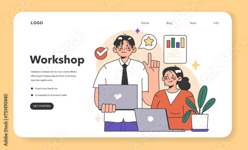Training workshop web banner or landing page. Interactive