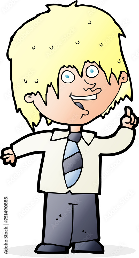 cartoon school boy with idea cartoon school boy with idea