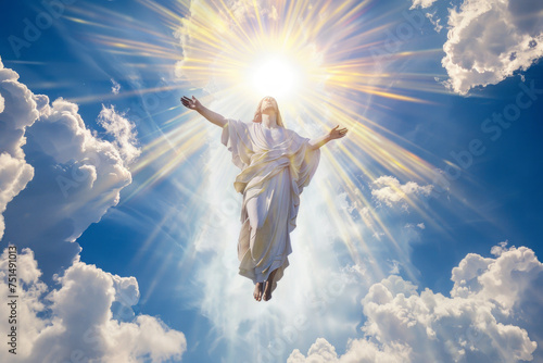 Ascension day of jesus christ or resurrection day of the son of god ascension day concept in church. Generative Ai