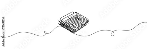 One line drawing of a stack of news newspapers. Vector illustration