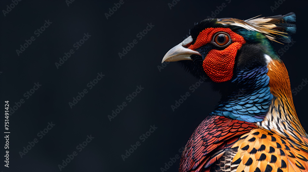 Pheasant with Copy Space. Elegant Bird in Natural Habitat. Wildlife Photography. Feathered Animal. Generative Ai