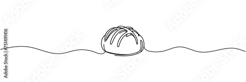One continuous line drawing of long loaf bread. Simple black line sketch of French baguette, bakery and cafe concept good for logo. Vector illustration.