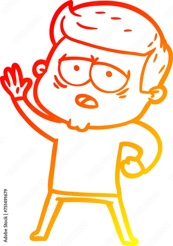 warm gradient line drawing cartoon tired man warm gradient line drawing cartoon tired man