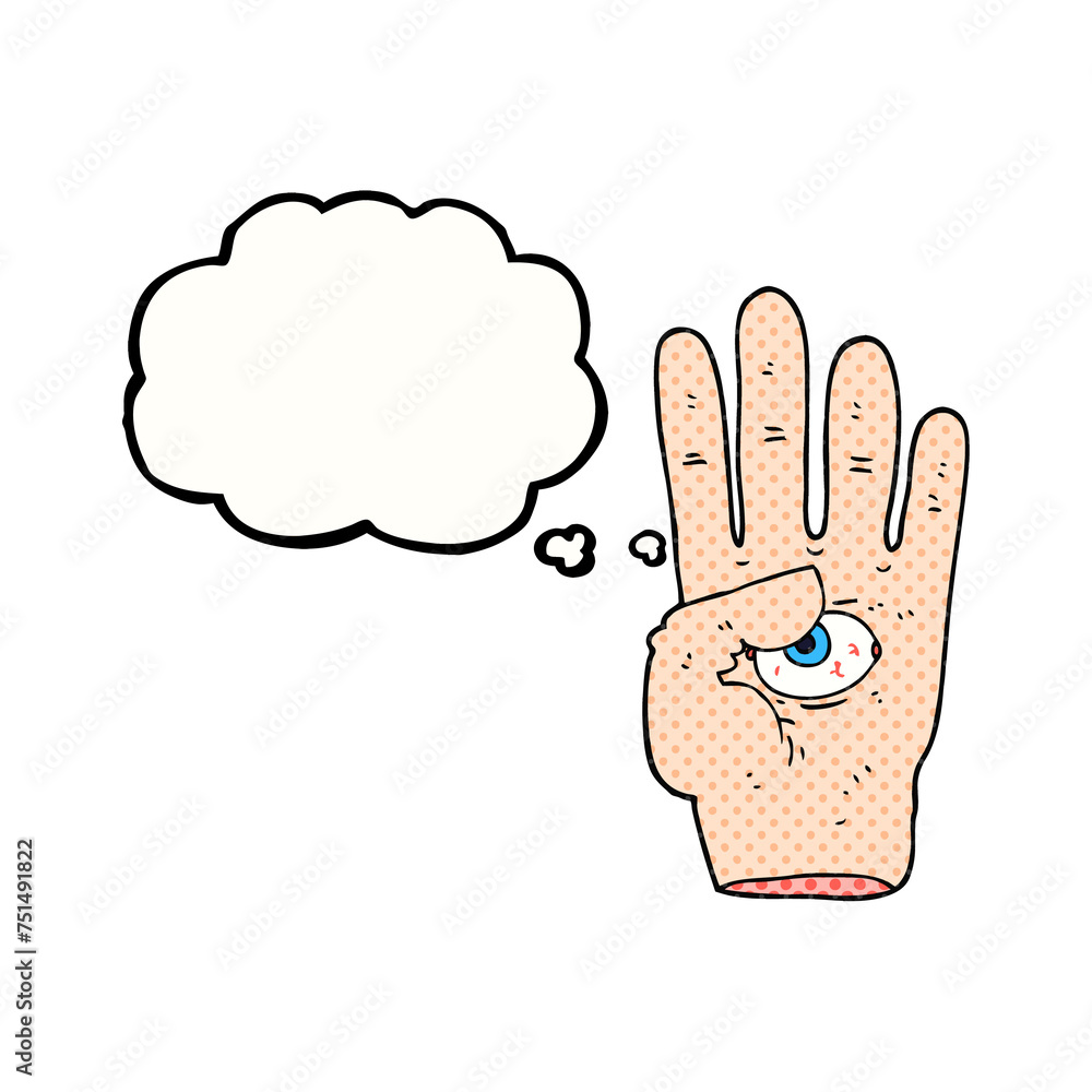 thought bubble cartoon spooky hand with eyeball thought bubble cartoon spooky hand with eyeball