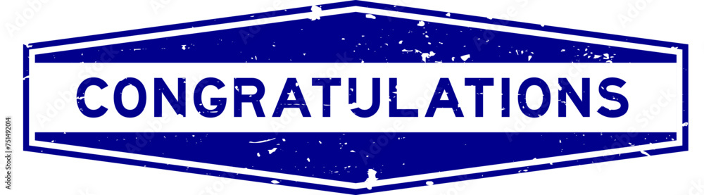 Grunge blue congratulations word hexagon rubber seal stamp on white background Grunge blue congratulations word hexagon rubber seal stamp on white background