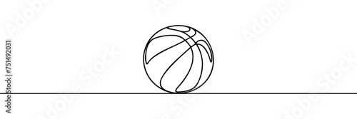A basketball is drawn in one line. Continuous drawing of ball lines.