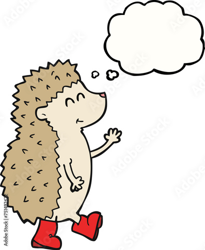 cute thought bubble cartoon hedgehog