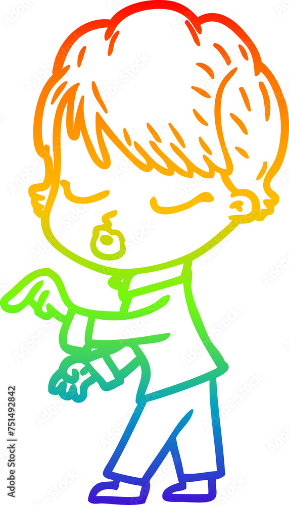 rainbow gradient line drawing cartoon woman with eyes shut rainbow gradient line drawing cartoon woman with eyes shut