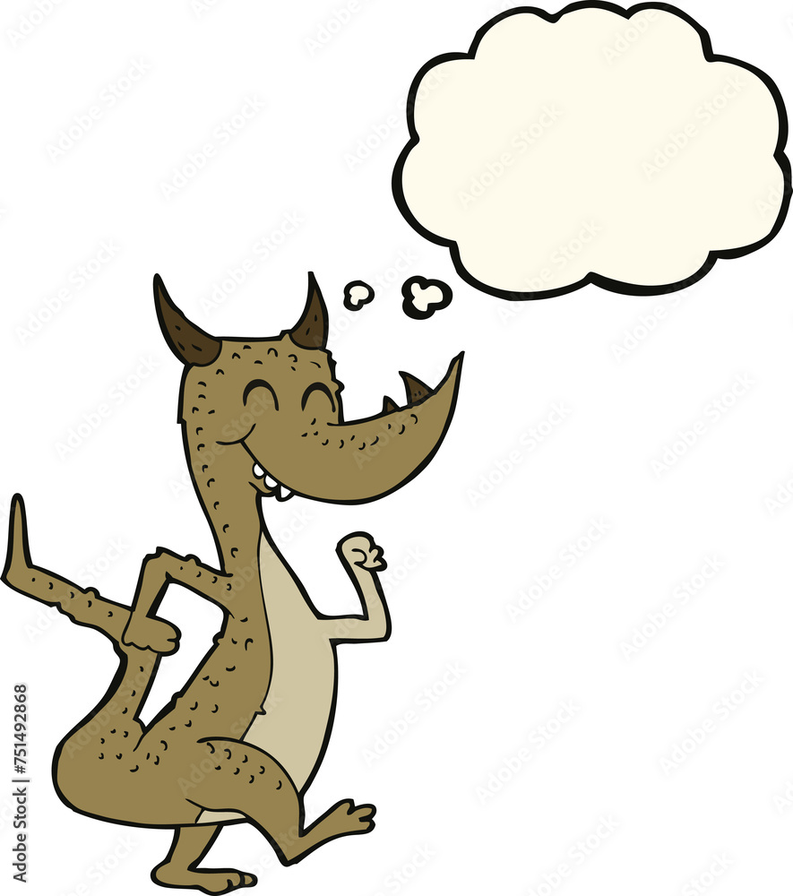 cartoon happy dragon with thought bubble cartoon happy dragon with thought bubble