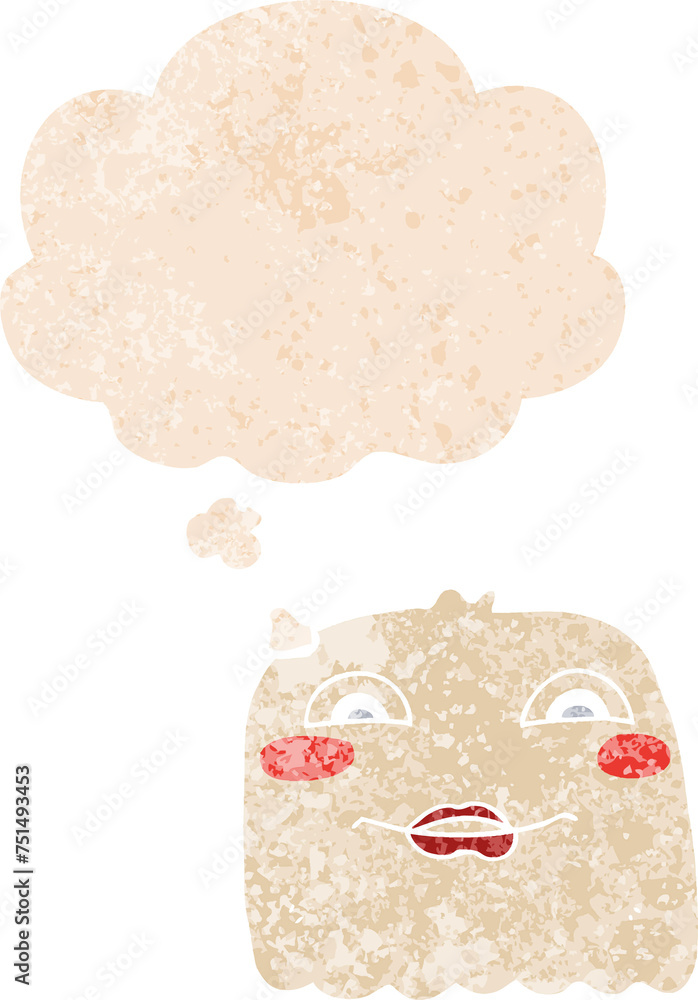 cartoon ghost and thought bubble in retro textured style cartoon ghost and thought bubble in retro textured style