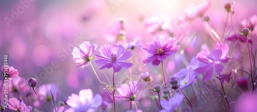 Beautiful Pink Flowers Blooming in Vibrant Nature Wallpaper Background