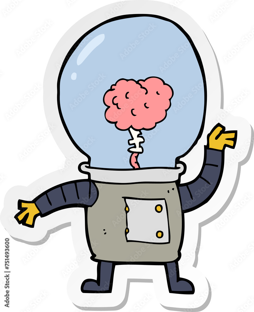 Fototapeta premium sticker of a cartoon robot cyborg