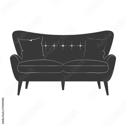 Silhouette Scandinavian sofa black color only