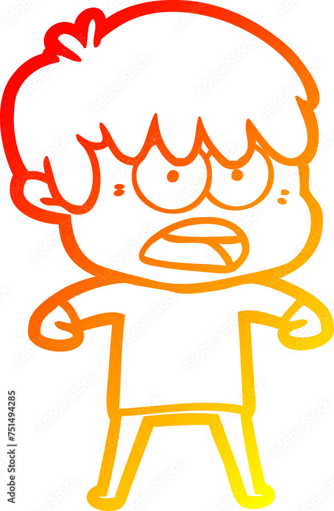 warm gradient line drawing worried cartoon boy warm gradient line drawing worried cartoon boy