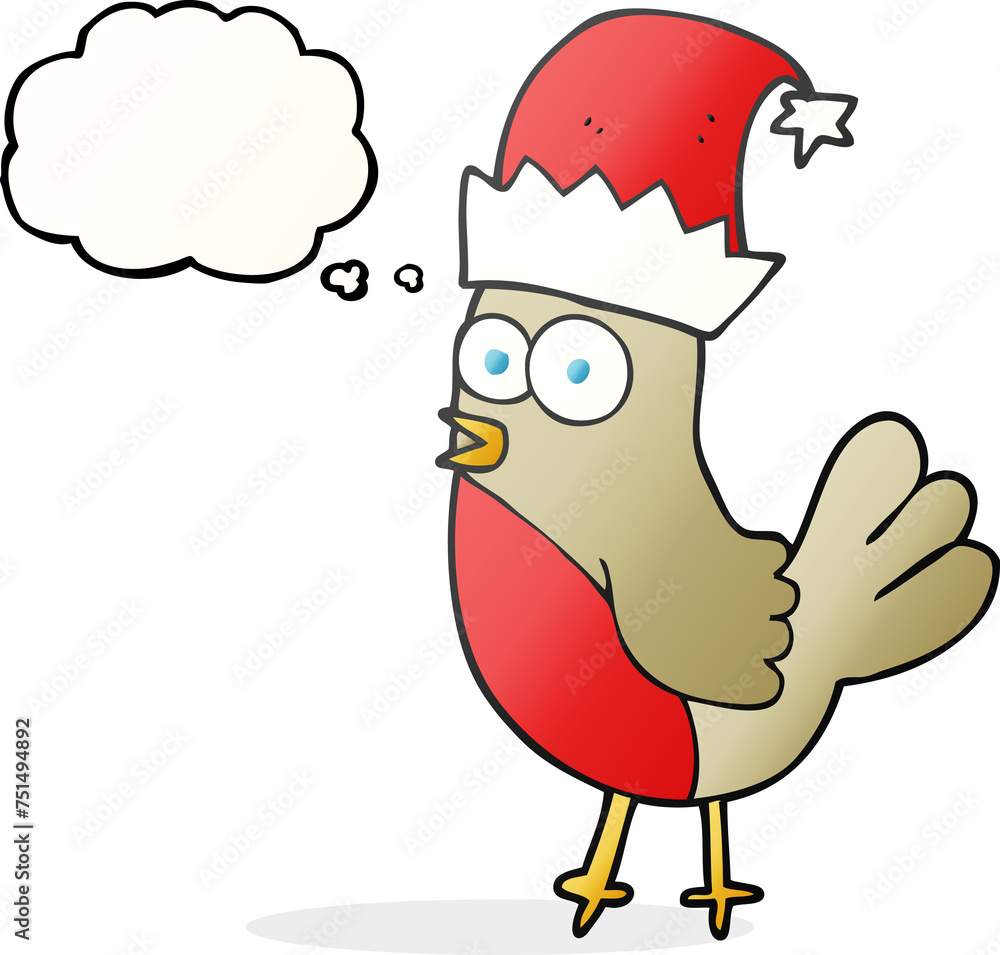 thought bubble cartoon robin in christmas hat thought bubble cartoon robin in christmas hat