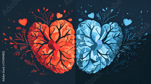 Mental Health Concept Vector Illustration  Brain and Happiness - Generative Ai