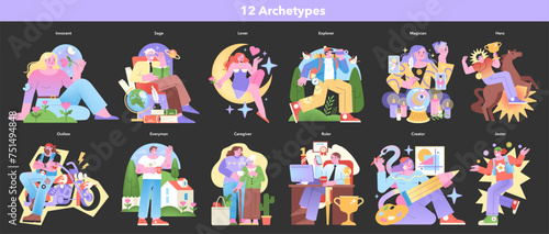 Personality Archetypes set. Vector illustration.