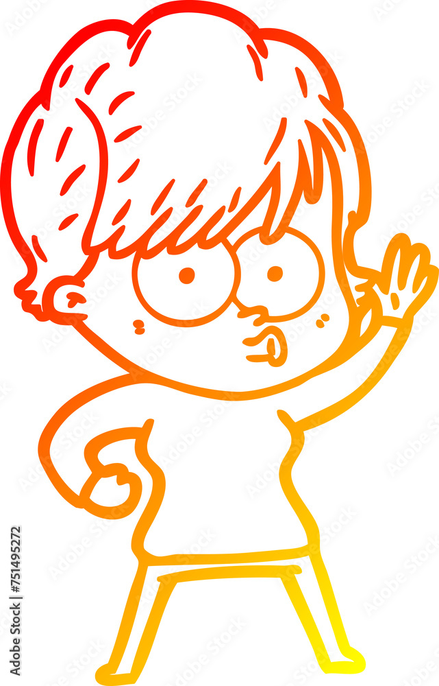 warm gradient line drawing cartoon woman warm gradient line drawing cartoon woman