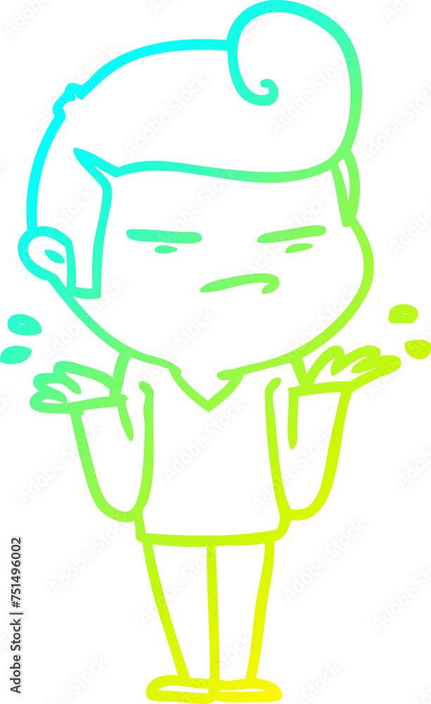 cold gradient line drawing cartoon cool guy with fashion hair cut cold gradient line drawing cartoon cool guy with fashion hair cut