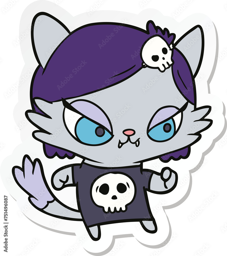 sticker of a cartoon tough cat girl sticker of a cartoon tough cat girl