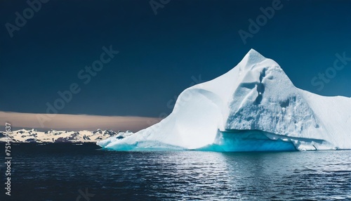 iceberg isolated on dark blue background global warming concept nature magazine illustration above water copy space